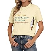 Breastfeeding Shirts for Women Zipper Nursing Tees Tops Letter Print Maternity Shirts Causal Nursing Graphic T-Shirt