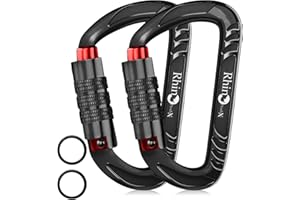 Rhino Produxs 12kN (2697 lbs) Heavy Duty Carabiner Clips, for Securing Pets, Outdoor, Camping, Hiking, Hammock, Dog Leash Harness, Keychains