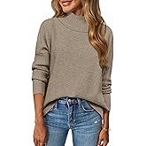 Saodimallsu Womens Mock Neck Sweater Tops Fall Long Sleeve Loose Casual Soft Knit Batwing Pullover Sweaters