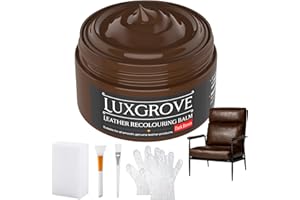 LUXGROVE® Dark Brown Leather Recoloring Balm, Leather Repair kit for Vinyl Furniture, Leathers Dye Paint for Faded & Scratched Leathers Couches, Car Seats, Shoes, Bag, Chair (50ml)