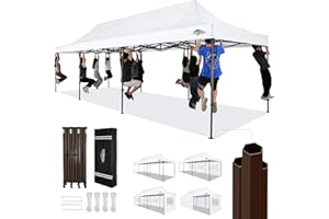 COBIZI Heavy Duty 10x30 Party Tent, Commercial 10x30 pop up Canopy for Parties Waterproof Gazebos with 8 Sidewalls, All Season Wind & Waterproof UPF50+,Stable Thickened Frame