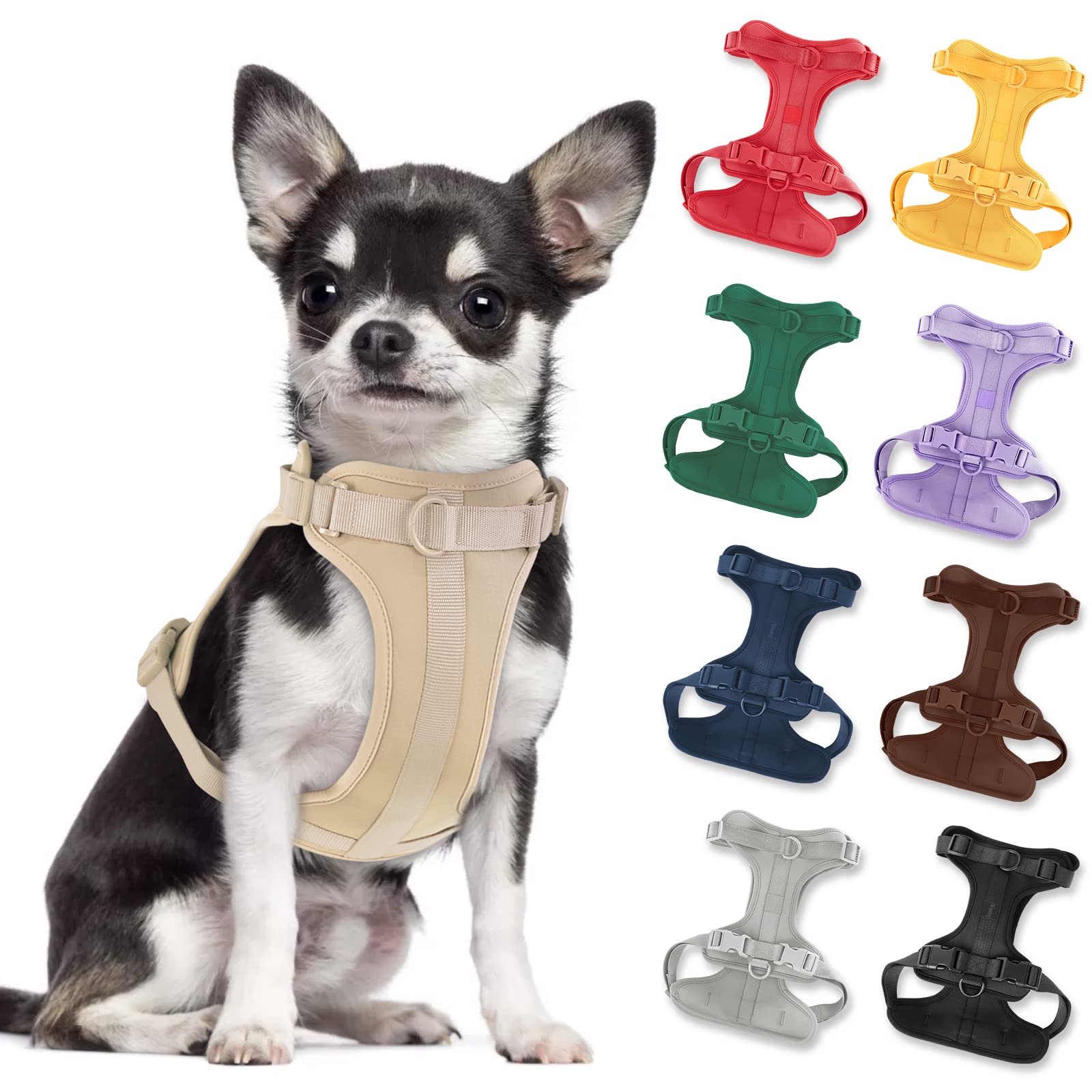 Photo 1 of No Pull Lightweight Dog Harness: Adjustable Durable Breathable Mesh Pet Vest Harness with Soft & Comfortable Cushion, for Small Medium Large Dogs (S, Sand Color)