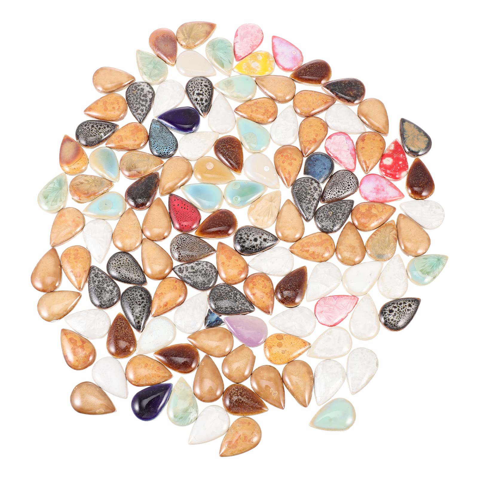 Milisten 1 Bag of Petal Ceramic Tiles, Mixed Color Glass Pieces, Ceramic Tiles for Crafts, Tiny Stained Tiles for Vases Picture Frames Flowerpots Home Decoration, Small Petal