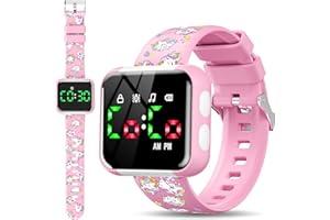 Etuwoe Potty Training Watch for Toddler Girls: Adjustable Volume Potty Watches for Kids Water Resistant Toilet Timer Alarm Unicorn Toddler Watch 1-3 Birthday Gifts for 2 3 4 Year Old Girl(Pink)
