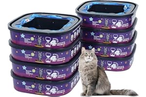 ZOZEEA 8 Pack Cat Litter Refill Bags Cartridge Compatible with Genie Cat Litter Standard, Plus and XL+ Pails Easy-Lock Odor Control