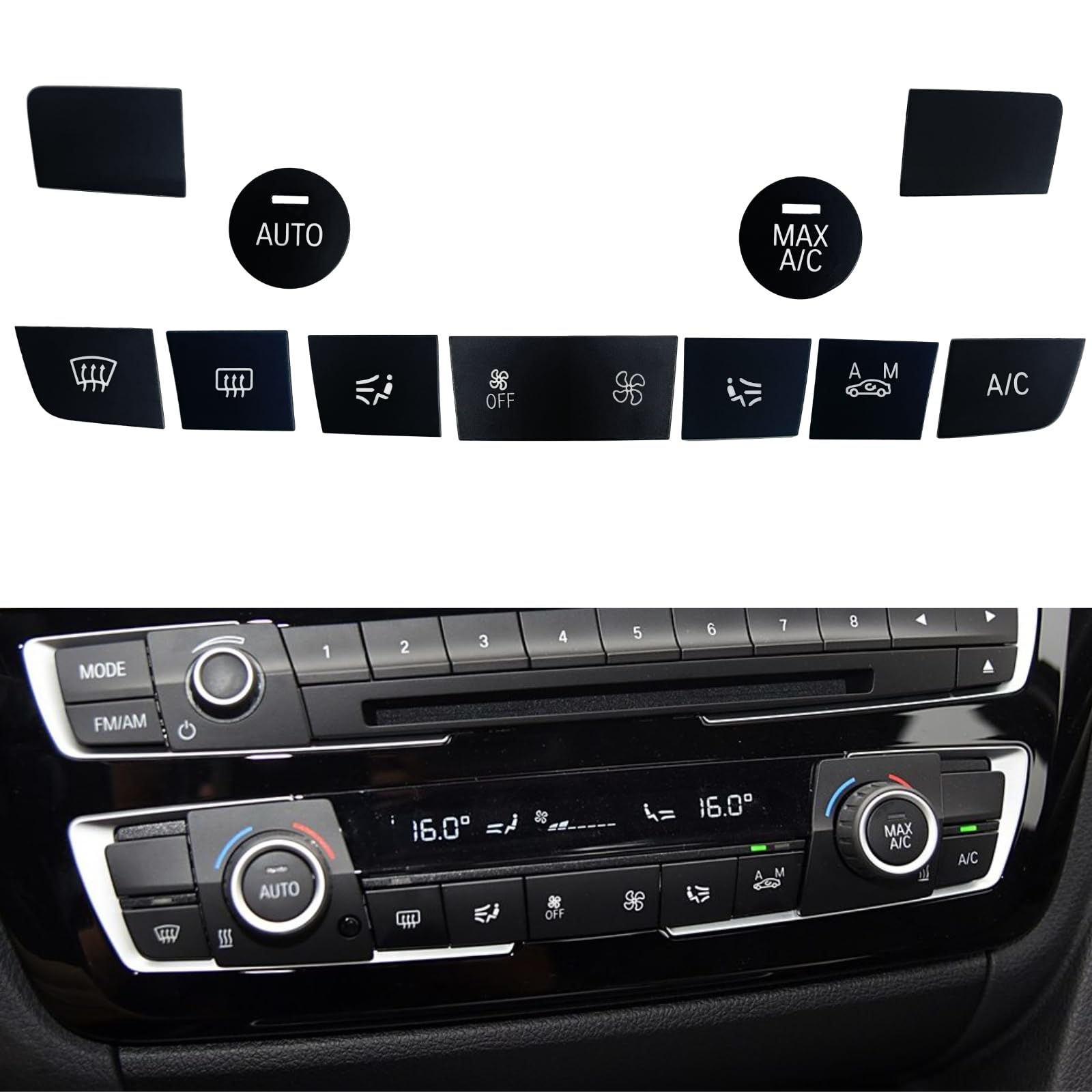 Photo 1 of Car Air Conditioning Central Button Switch Heater Climate A/C Ventilation Control Panel Replacement for BMW 3 Series F Chassis 1 2 4 Series F30 F32 F34 F35 2013-2019 (Button-B12)