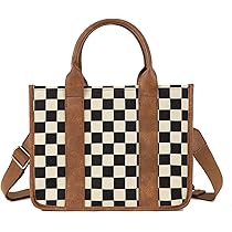 ★DAKS★Brown Bear Check Tote Bag Mini★ Amazon.com: hibear Checkered Tote Bag for Women,Canvas