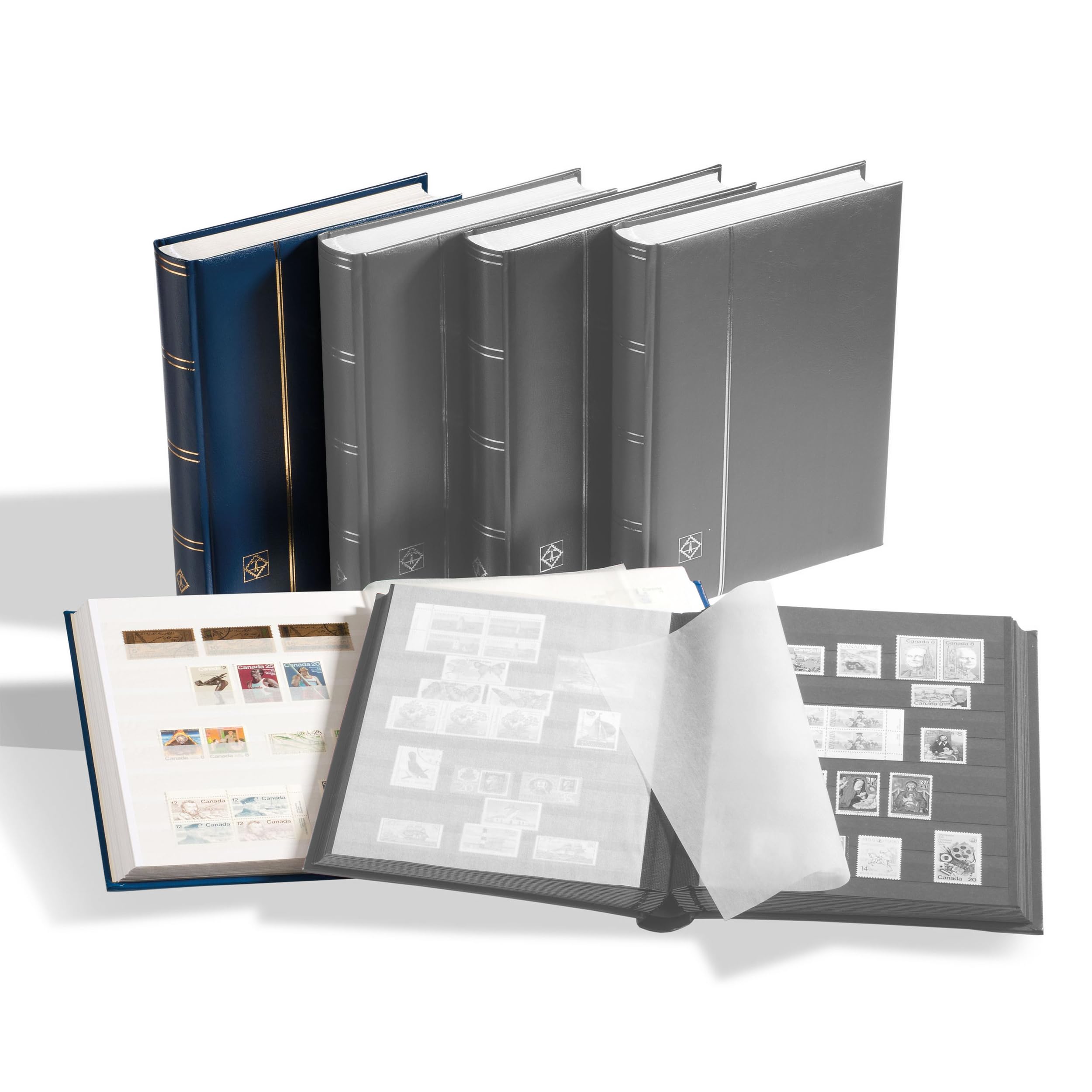 Leuchtturm 336541 Stamp collecting album Comfort - DIN A4, 64 pages, glassine strips, padded cover - blue
