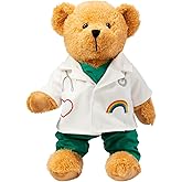 HollyHOME Doctor Bear Stuffed Animal Plush Teddy Bear in Scrubs and White Coat Gifts for Doctors Students and Kids 10 Inch