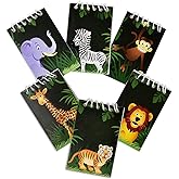 Gift Boutique 48 Zoo Animal Mini Notepads, Jungle Safari Theme, Lion, Tiger, Giraffe, Elephant, Monkey, Spiral Notebooks for Kids, Birthday, Party, Baby Shower & Classroom Favors