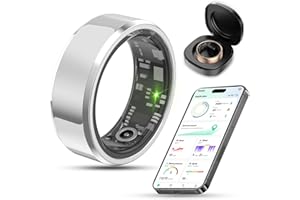 VNEXFU 2024 New Smart Ring Health Tracker for Men Women - IP68 Waterproof Fitness Ring with Sleep Tracker/Heart Rate/Blood Oxygen/Steps/Distance/Calories, Air Gestures, Charging case Up to 7-Day