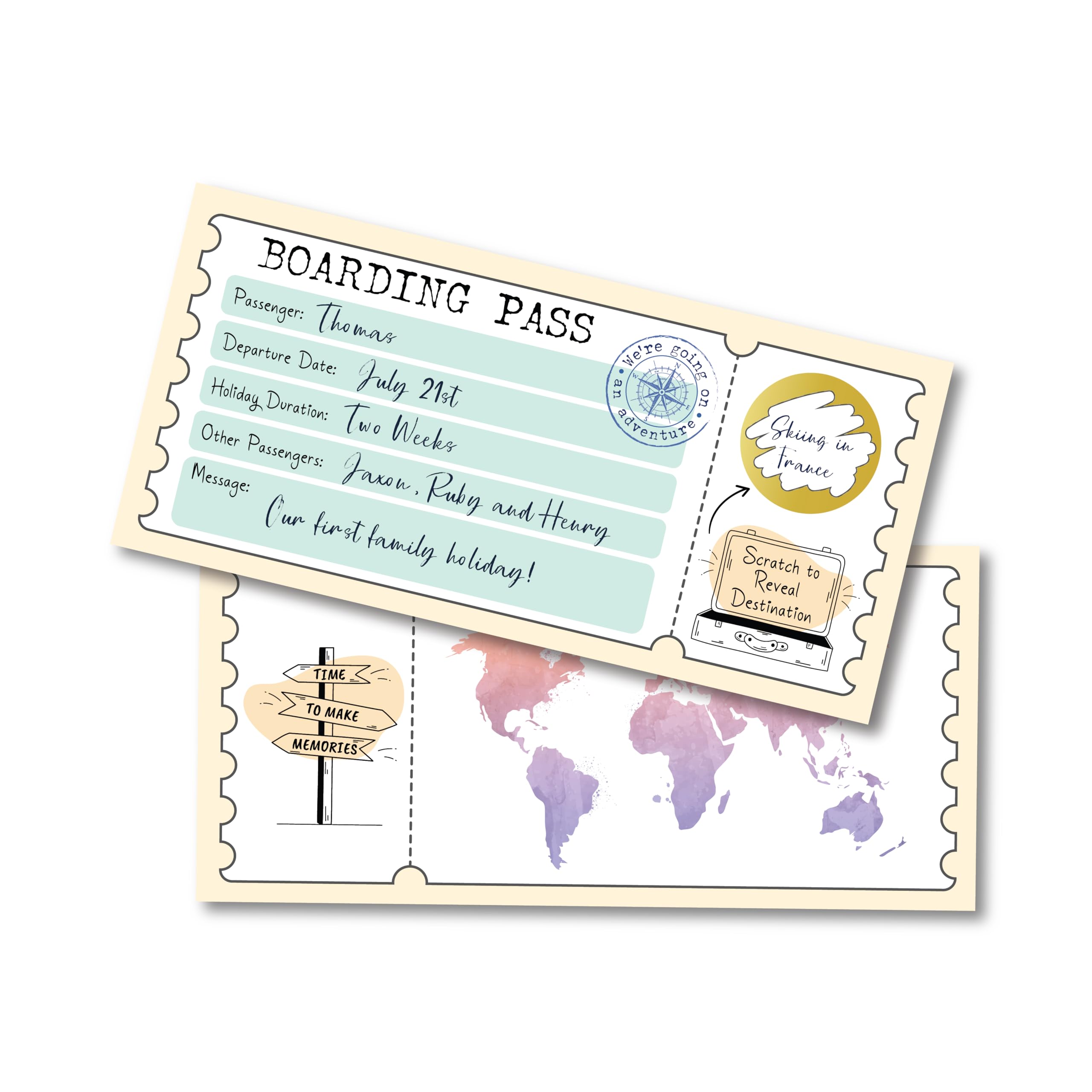 PartiKraft DL Travel Ticket - Scratch Off Boarding Pass - Scratch and Reveal Holiday Treat - Made in the UK (3 x Travel Tickets)