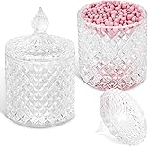 Jenseits 2-Pack Crystal Apothecary Jars with Lid, Cotton Ball Holders and Qtip Holder for Home Decor