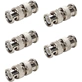 TLS.eagle BNC Plug Male to Male Coaxial Coupler Straight Adapter Connector for RG59 Cable Pack of 5