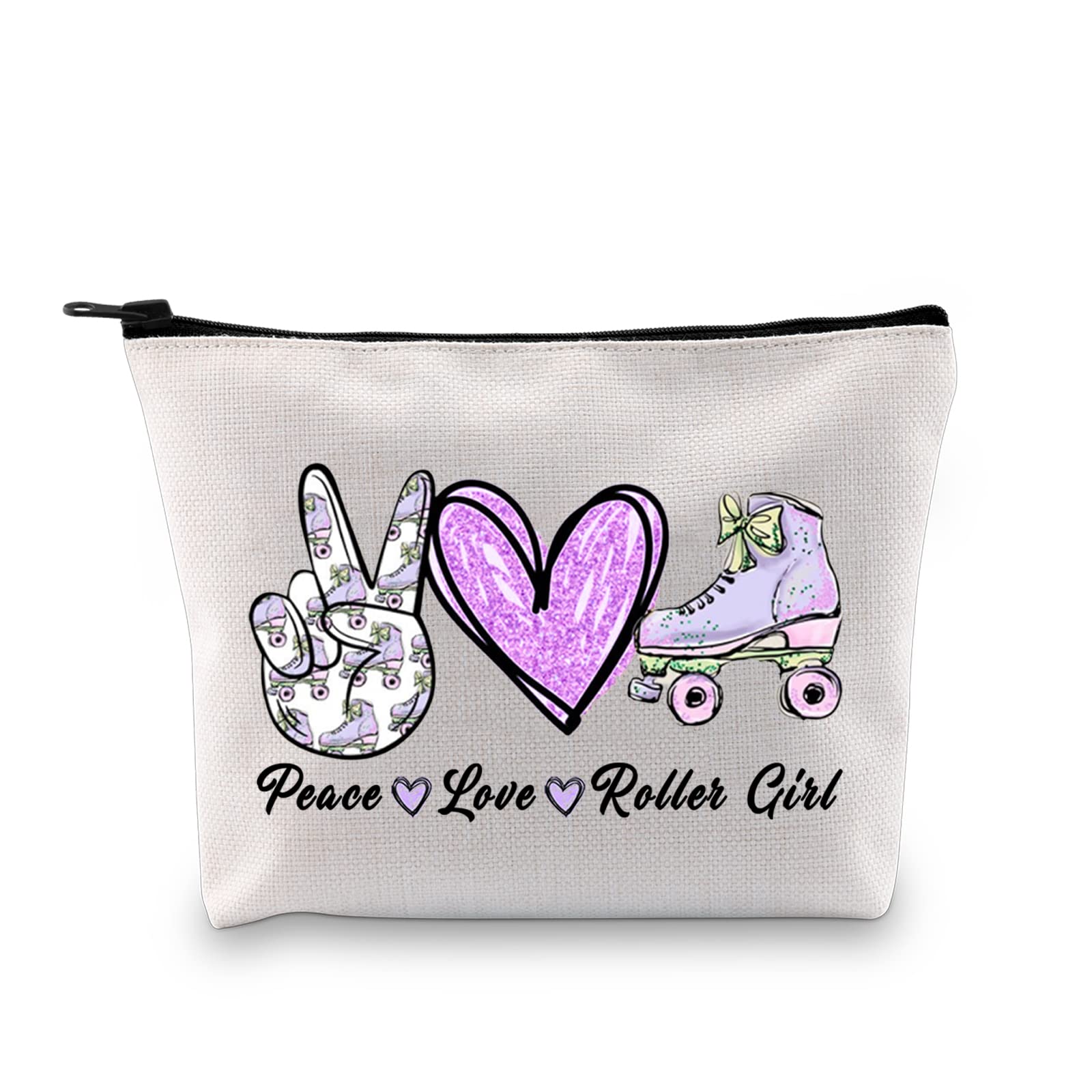Roller Skating Makeup Bag Peace Love Roller Girl Pouch Bag Skate Team Fan Gift Skate Lover Gift