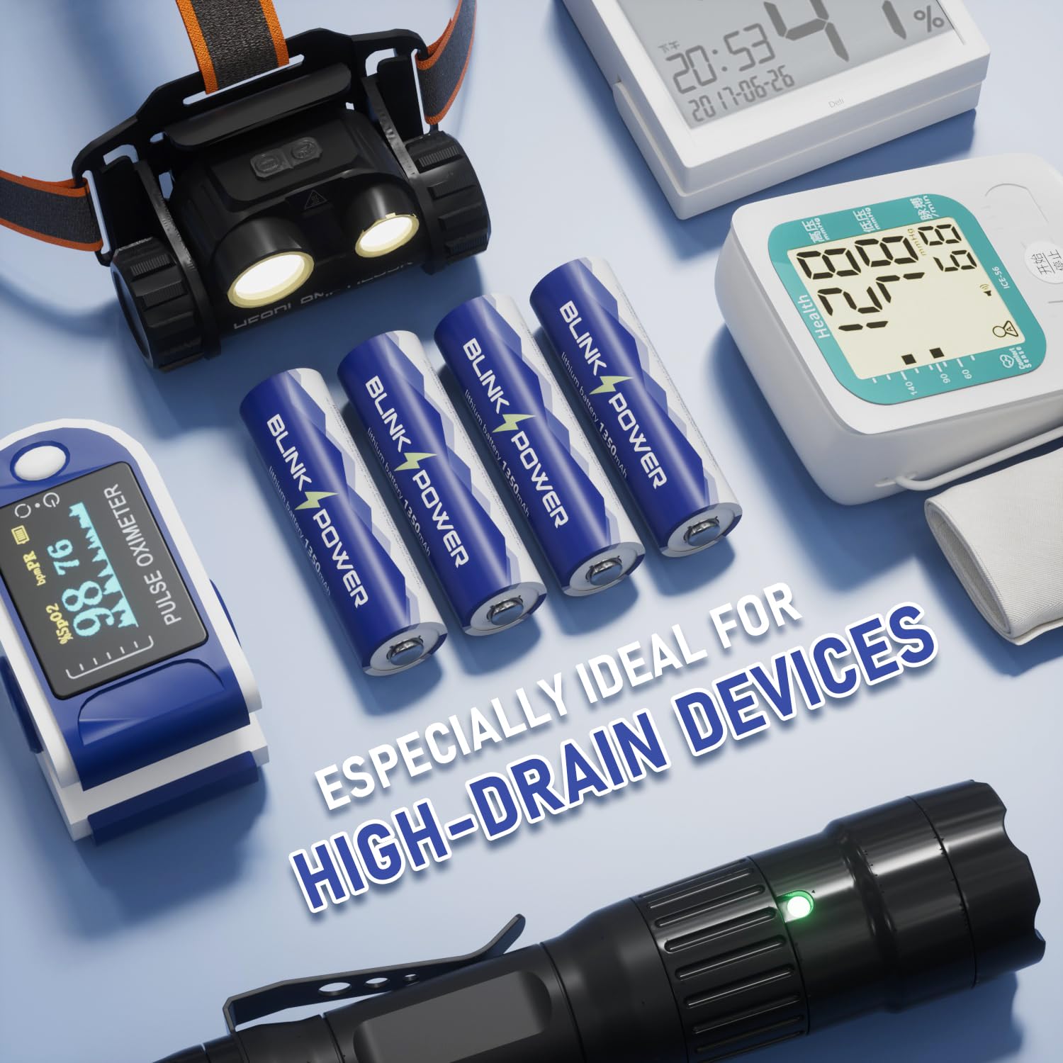 Blinkspower™ Triple A Lithium Batteries, 16 Pack NO.1 Lasting 1350mAh 1.5V AAA Lithium Batteries, for High-Tech Devices【Non-Rechargeable】