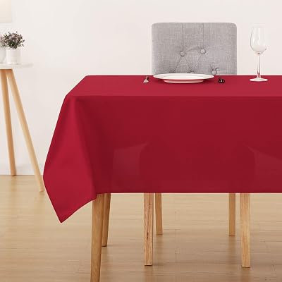 Deconovo Oxford Decorative Table Cloth 137x200cm Red Water Resistant