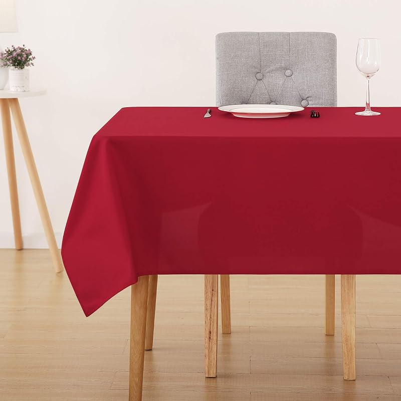 Deconovo Table Cloth 137x274cm Red Water Resistant Oxford Polyester