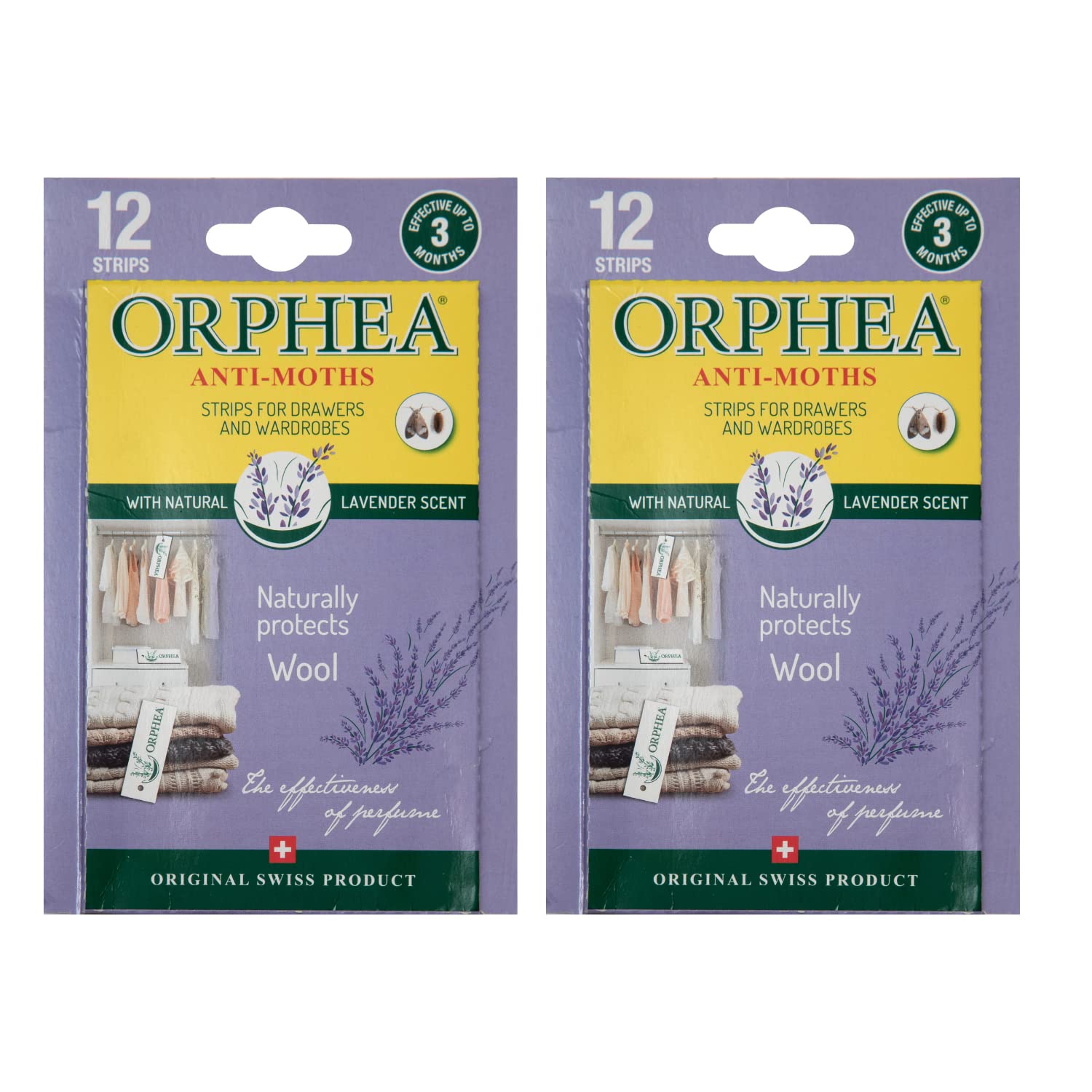 Orphea Anti Moth Strips - Lavender Scented Moth Repellent for Wardrobes Drawers Shelves - Wardrobe Fresheners for Wool - Moth Paper Strips for Clothes Storage (2 Packs, 24 Strips) sold by Caraselle
