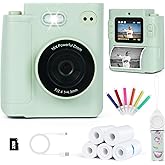 Kids Camera Instant Print, 1080P HD Dual-Lens Selfie Digital Camera with 5 Printing Paper Rolls & 32G TF Card, for Children, Portable Toddler Toy for Age 3-12 Boys & Girls (Mint Green)