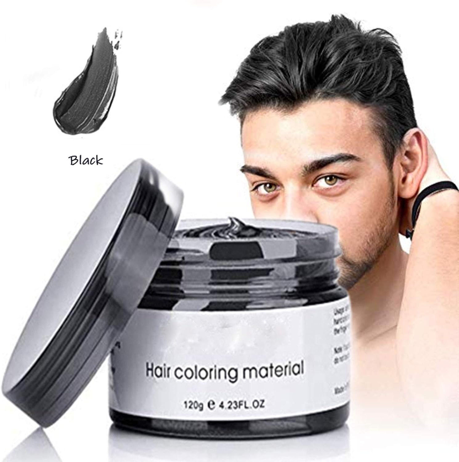 Temporary Hair Colour Wax, Unisex DIY Colour Hair Dye Wax, Washable Plant Formula Matte Natural Modelling Wax (120g Black) - Image 3