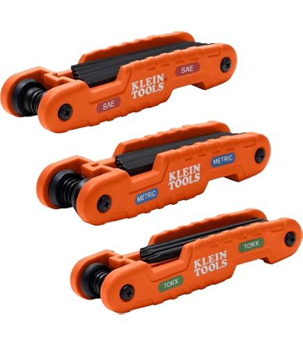 Klein Tools 70543 3-Piece Compact Folding Hex Key Set, Metric, SAE
