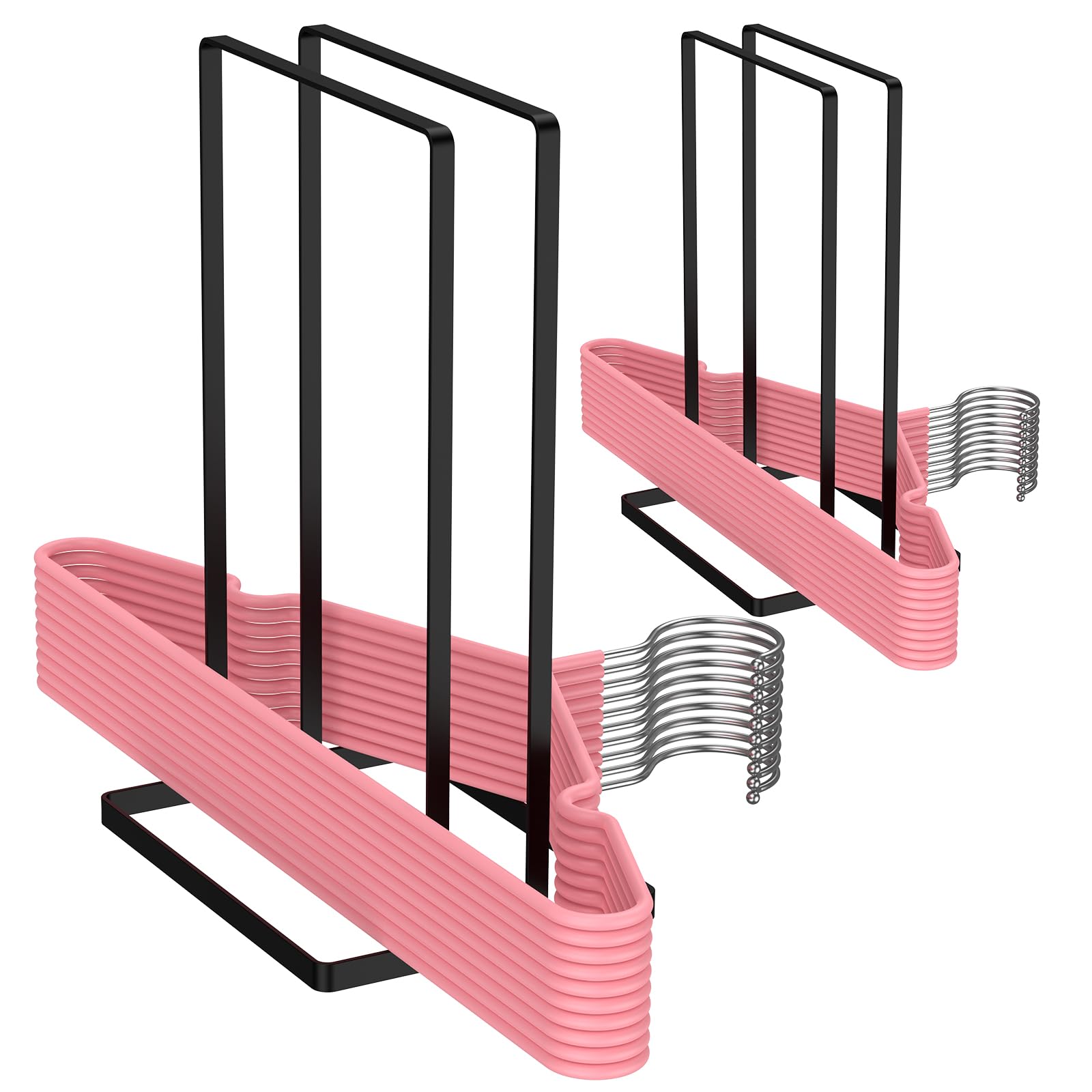 Gatphy 2Pcs Stainless Steel Hanger Organizer Detachable Hanger Stacker Clothes Hanger Holder Metal Coat Hangers Rack Stand for Closet Laundry Room (2 Pcs)