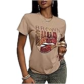 Verdusa Women's Lip Print Graphic Tees Short Sleeve Summer T Shirts Hip Hop Festival Outfits