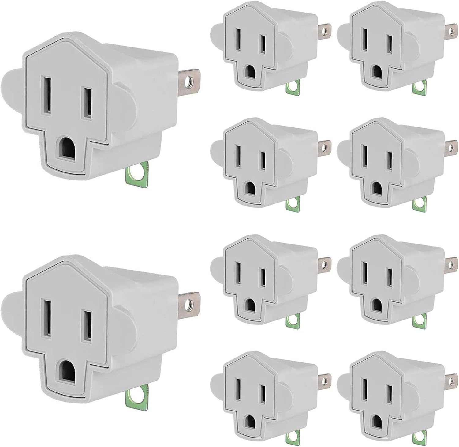 3-2 Prong Grounding Outlet Adapter, JACKYLED 3 Prong to 2 Prong Adapter Converter, ETL Listed Fireproof Material 200℃ Resistant Heavy Duty Wall Outlet Plug for Household Appliances Industrial, 4 Pack - - 