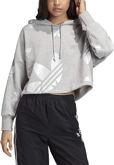 grey cropped adidas hoodie