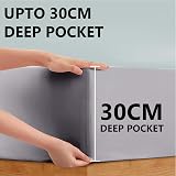 My Home Store Grey Double Fitted Sheet 300TC Cotton Bed Sheets 30cm Deep view 3