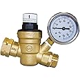 Hourleey Water Pressure Regulator Valve, RV Brass Water Pressure Regulator with Gauge and Inlet Screened Filter for Camper Tr