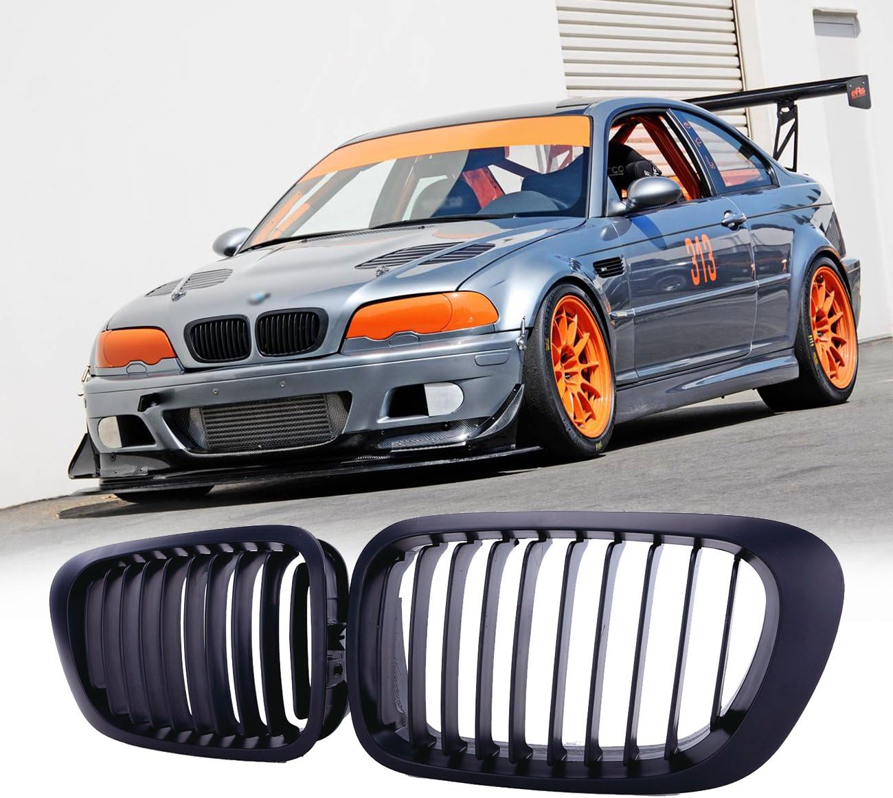 WANOOS Gloss Black Front Kidney Grille Grill