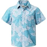Boy Hawaiian Shirt Floral Print Shirt Short Sleeve Button Down Summer Beach Tops for Kids