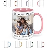 Custom Photo Coffee Mugs, 11 Oz or 15 oz, Personalized Mugs with Picture, Text, Name - Photo Gifts, Custom Mugs with Pictures, Taza Personalizadas, Pink
