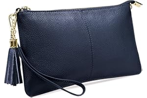 YALUXE Women's Real Leather Wristlet Handbags Purse Cell Phone Clutch Wallet Small Crossbody Bag with Tassel