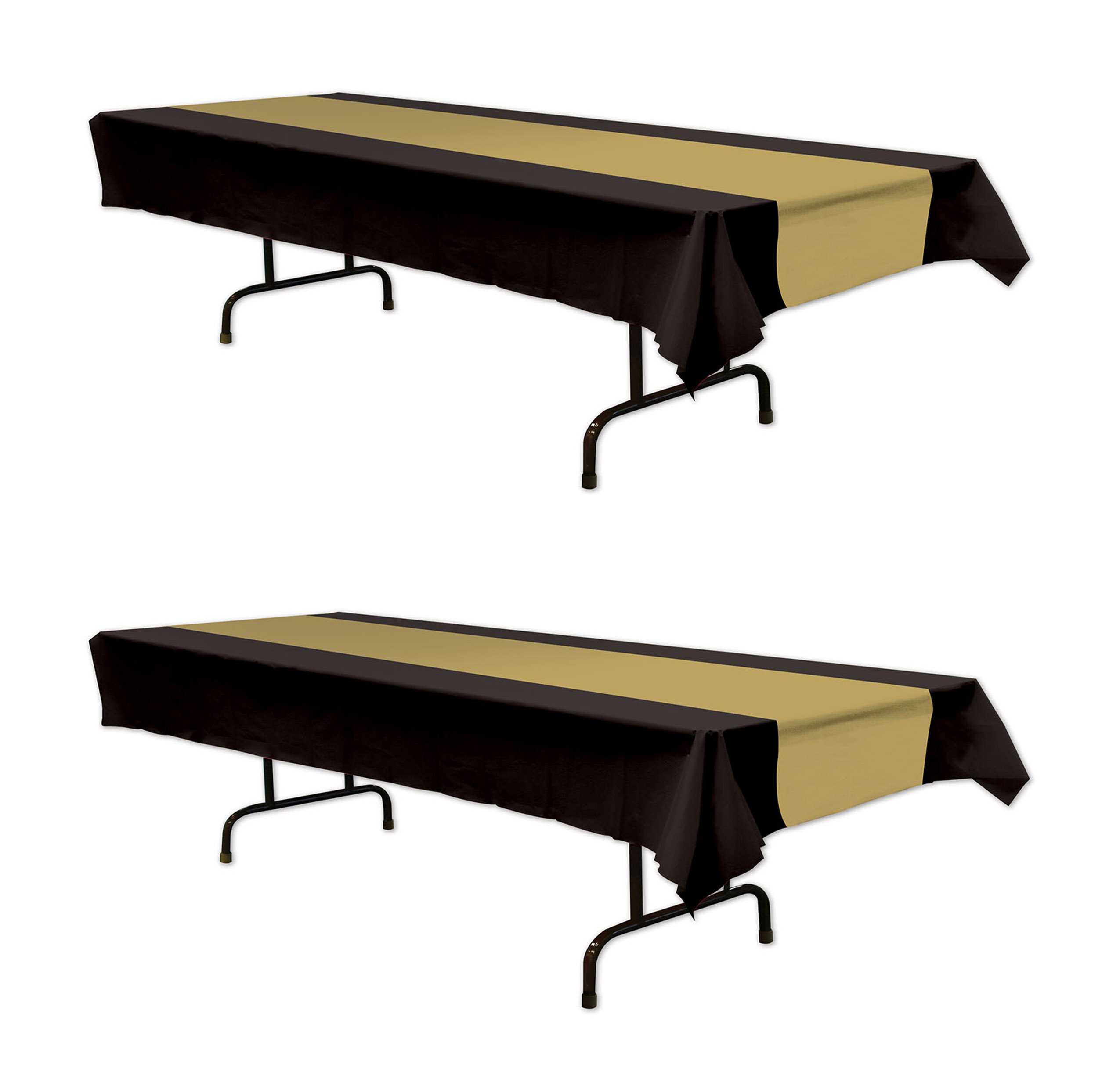 Beistle S57940-BKGDAZ2 Plastic Awards Night Black and Gold Tablecovers 2 Piece