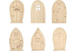 AUEAR, 24 Pack Fairy Door Miniature Wooden Garden Doors Windows Unfinished Window Accessories Mini House DIY Craft for Wall Home Party Decoration (6 Styles)