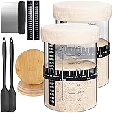 Kmise 2 Pack Pro Sourdough Starter Jar, 34 Oz Large Capacity DIY Glass Sourdough Starter Jar Kit With Thermometer, Date Marked Feeding Band, Cloth Cover, Spatula and Cutter - Reusable baking supplies