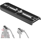 NEEWER 501PL Tripod Quick Release Plate Compatible with MVH500AH MVH502AH, 6.3"/16cm Extended Camera Mounting Plate with 1/4" 3/8" Screws, Anti Off Pin for GM001 GM002 GM006 Fluid Heads, QR6