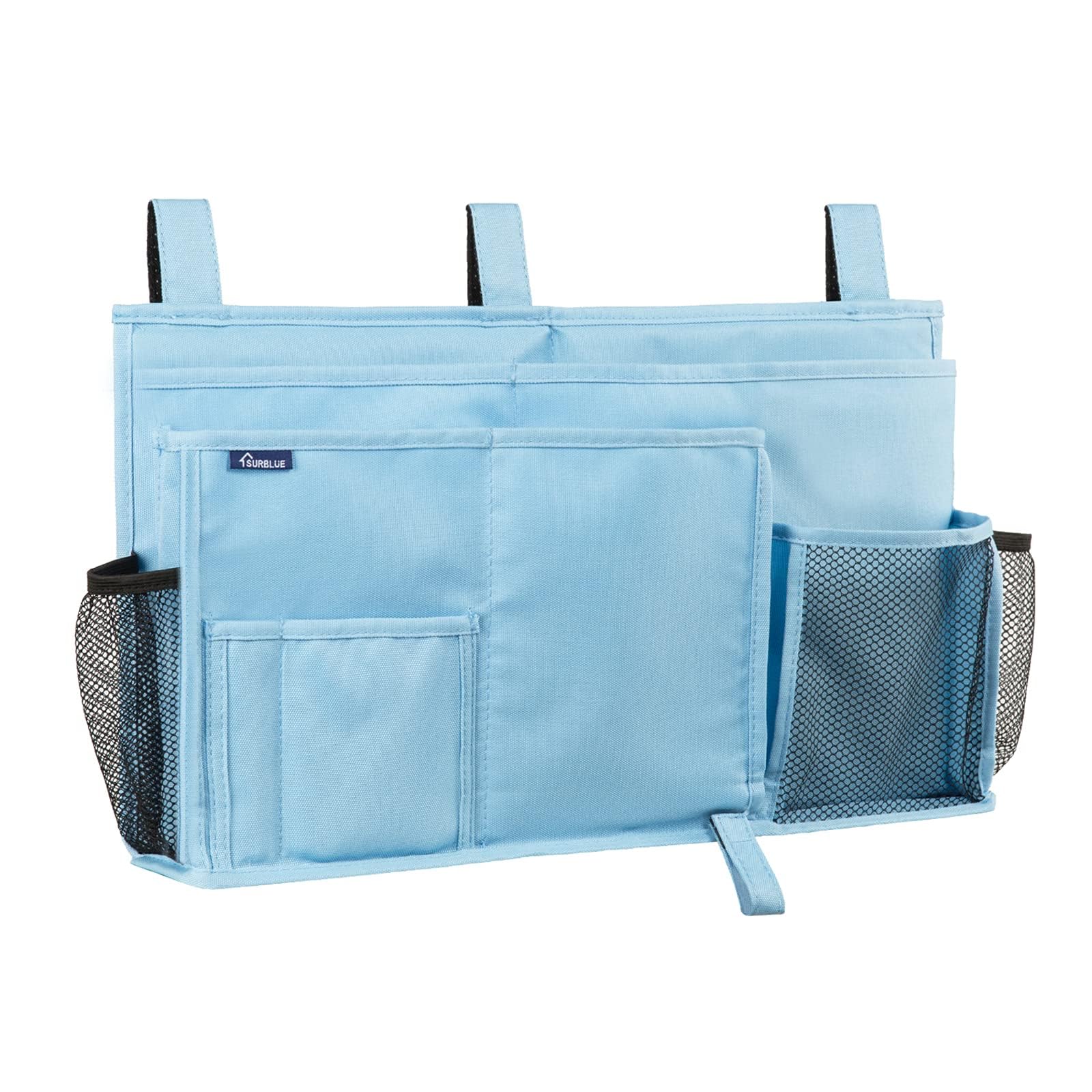 Photo 1 of Surblue Bedside Caddy Hanging Bed Organizer Storage Bag Pocket for Bunk and Hospital Beds, College Dorm Rooms Baby Bed Rails, Camp 8 Pockets, (Large, Skyblue)