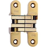 SOSS Invisible Hinge Model 216, 20 Minute Fire Rated, Zinc, Satin Brass Exterior Finish, Model Number 216US4, #14 x 1-1/2"