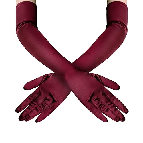 Women's 22'' Long Satin Gloves White Elbow Length 1920s Opera