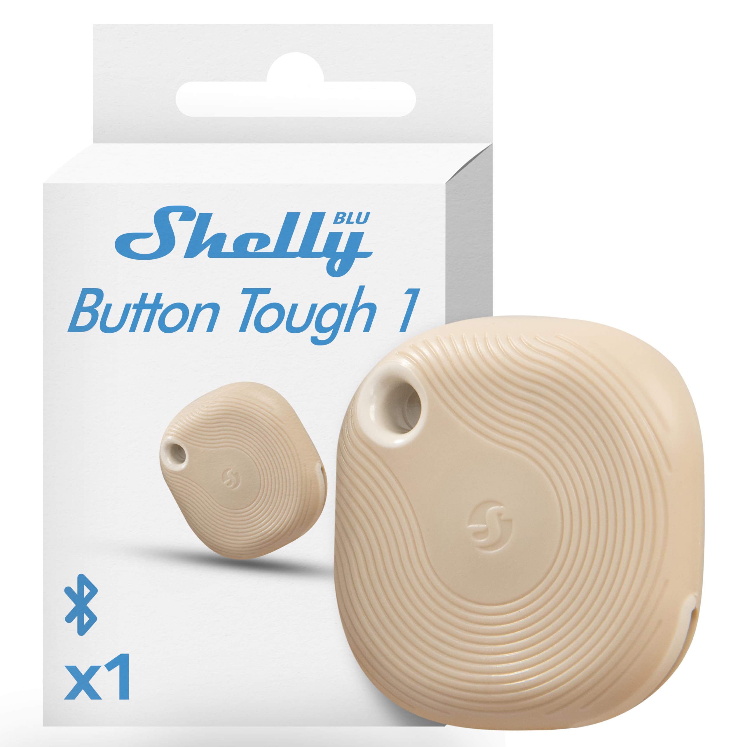 Shelly BLU Button Tough 1 Mocha - Bluetooth Button for Smart Scenes, Home Automation, IP54 Certified, Wide Range 10-30 m, Up to 4 Pre-Set Clicks, Remote Control, Gateway Required, BTHome Protocol