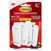 Command Medium Wire Hooks Value Pack, White, 7-Hooks, 12-Strips, Organize Damage-Free