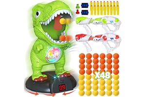 Moveable Dinosaur Shooting Game Toy, KPPIT Shooting Target for Kids with 2 Air Toy Guns,LCD Score Record,Electronic Target,Dinosaur Shooting Toy for Boys Kids 5 6 7 8+ Year Old Christmas Birthday Gift