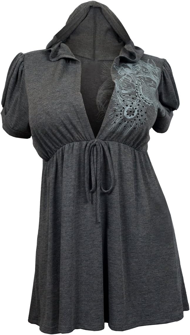 eVogues Women's Low Cut v-Neck Hoodie top Made in USA