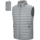 33,000ft Men's Lightweight Packable Insulated Puffer Vest Outerwear, Warm Winter Sleeveless Jacket for Golf Running