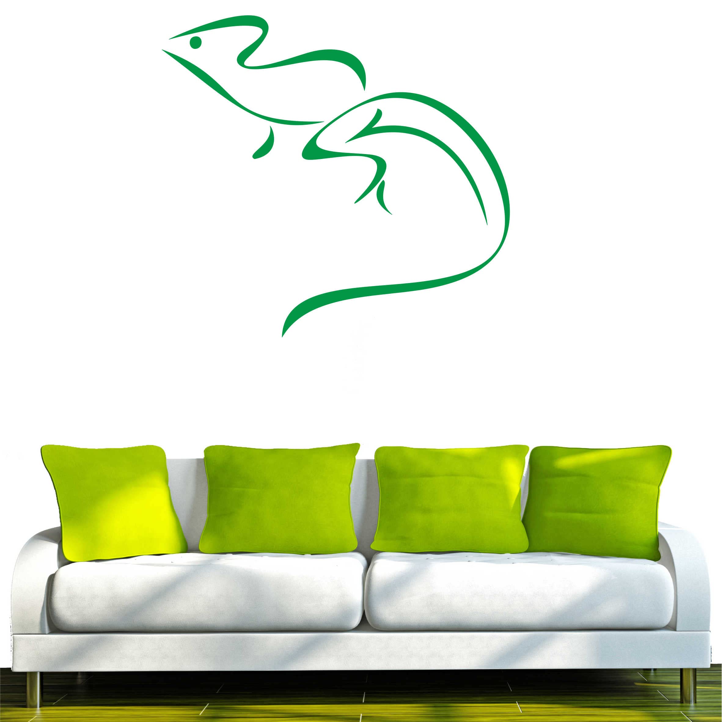 INDIGOS Wall Sticker d258 Pretty Iguana Lizard Tribal 120 x 111 cm Green, Vinyl, 120 x 111 x 1 cm