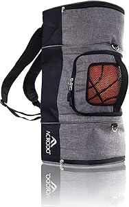 Basketball Backpack with Ball Holder, Shoe Compartment, Lunch Cooler - Sports Duffel Bag Gym Tote for Girls, Boys, Men, Women by Acrodo